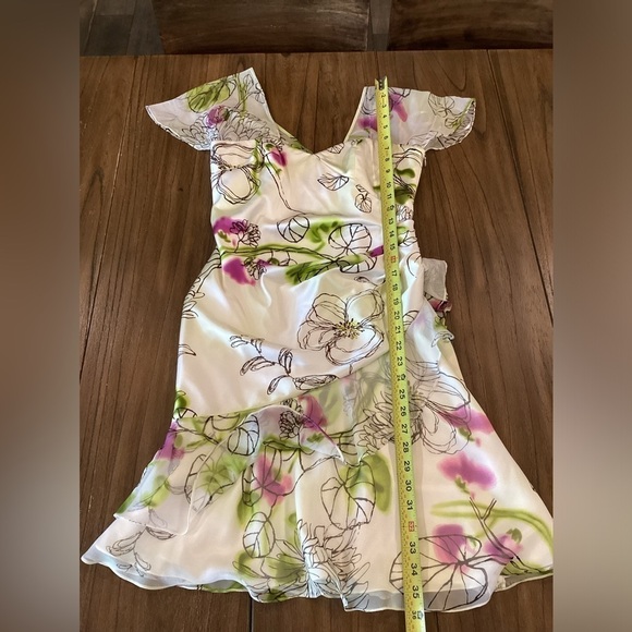 Mikael aghal romantic abstract garden silk cocktail flutter Sleeve Mini dress - Picture 6 of 14